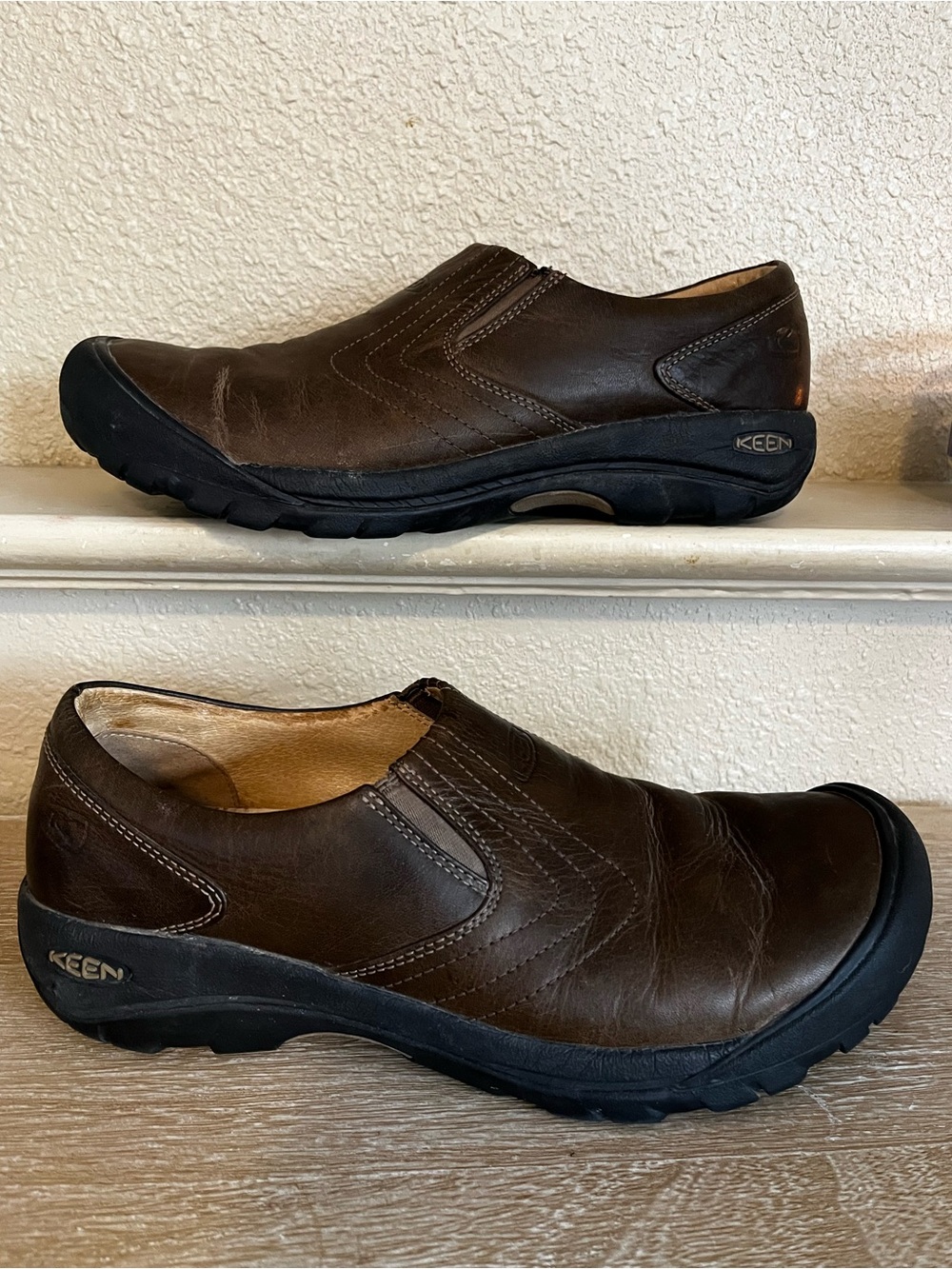 Keen Waterproof Low‎ Slip On Loafer Shoes Mens Brown Leather Size 10.5